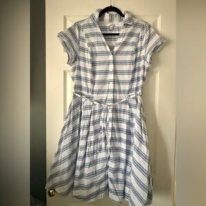 Ellos Blue and White Striped Midi Dress